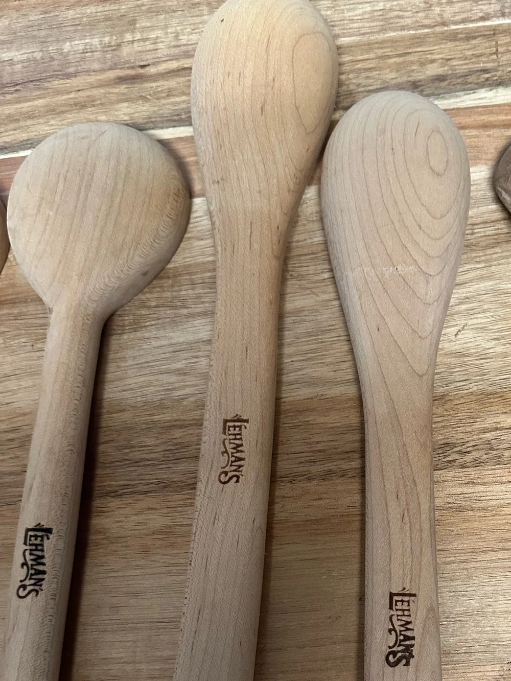 Authentic Lehman’s Natural Wooden Kitchen Serving Spoon Set - 5 Piece